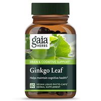 Gaia Herbs Ginkgo Leaf, Vegan Liquid Capsules, 60 Count - Daily Brain Health and Mental Focus Supplement with Antioxidants, Organic Ginkgo Biloba 1380mg Per Serving