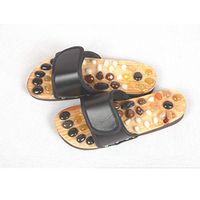 GPFDM Acupressure Massage Slippers with Natural Stone,Acupressure Plantar Fasciitis Foot Massager, Jade Stone Indoor Massage Slippers Shoes, Reflexology Sandals for Men Women,Black,40