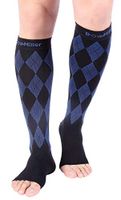 Doc Miller Open Toe Compression Socks 1 Pair 20-30mmHg Stockings (BlackBlue, M)