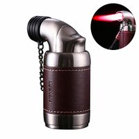 Honest Quad Torch Lighter Tabletop Refillable Butane Gas Red Flame Cigar Tobacco Lighter with Cigar Punch,Dark Red