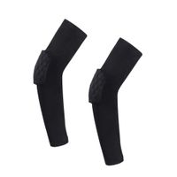 Upgraded Hex Padded Arm Sleeve Compression Padded Elbow Arm Sleeve with Elbow Pad for Football, Volleyball, Baseball Protection, 1 Pair Black Size M