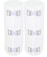 Nexskin 6" Organic Latex Free American Cotton - Comfort Elastic Bandage with Clip Fasteners - White, 2 Pack