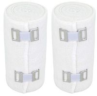 Nexskin 4" Organic Latex Free American Cotton - Comfort Elastic Bandage with Clip Fasteners - White, 2 Pack