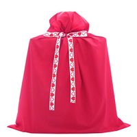Red Reusable Fabric Gift Bag - Jumbo 27 Inches Wide by 33 Inches High - with 3 Ribbons for Valentine's Day, Christmas, or Any Occasion