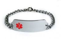 Type 2 Diabetes Medical ID Alert Bracelet with Embossed Emblem from Stainless Steel. Style: Classic Wide, Premium Series.