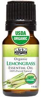 1 fl. Oz / 30 ml Organic Lemongrass Essential Oil, USDA Certified Organic Lemongrass Essential Oil, 100% Pure, Natural Lemongrass Essential Oil