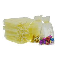 Lautechco 100Pcs Organza Bags 5x7 inches Beige Organza Gift Bags Small Mesh Bags Drawstring Gift Bags Christmas Drawstring Organza Gift Bags (5x7 inches Beige)