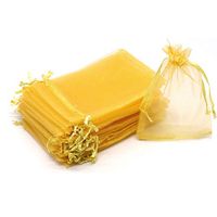 Dealglad 100pcs Drawstring Organza Jewelry Candy Pouch Party Wedding Favor Gift Bags (3.5x4.5, Golden)