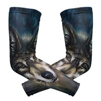 LEVEIS Wolf Arm Sleeves UV Protection for Men Women Sunblock Protective Gloves Running Golf Cycling Driving Long Arm Cover 1 Pair