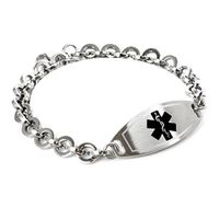 My Identity Doctor - Custom Engraved Medical ID Bracelet - 316L 8mm Steel Round Link - Black - Wrist Size 5.25 Inch