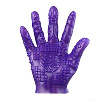 N ew Male Female Massage Tool Soft Flirting Massage Glove Men Ribbed Teasing Gloves (B-purple)