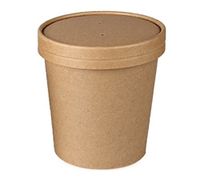 SafePro 16 Oz. Kraft Paper Soup Cup With Vented Paper Lid, Catering Take Out Hot and Cold Deli Food Containers with Matching Covers (50)