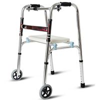 Home-Canes III- Multifunctional Walker/Old man walker/Vertical walking stand/Aluminum alloy Foldable height adjustable Elderly people walker (walker + two wheels + bath board)