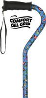 Dogs Offset Walking Cane with Comfort Gel Grip (Blue)