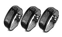 MPRAINBOW Pack of 3 Custom Personalized Medical Alert ID Wide Genuine Leather Stainless Steel Adjustable Bracelet Wristband,6.7"-8.7"