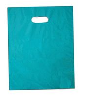 100 12x15 Glossy Teal Blue Plastic Merchandise Bags with Handles