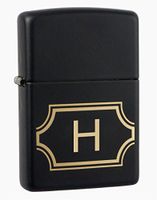 Zippo Black Matte with Nameplate Windproof Lighter with Initial"H"