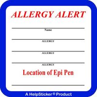 HelpSticker Allergy Alert Stickers for Children with Mulitiple Allergies & Epi Pens, Washer & Dryer Safe, Repositionable, Water Resistant, Reusable Label, 30 Stickers