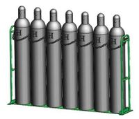 FWF Oxygen Vertical Warehouse Rack for 8 (H OR T Style) CYLINDERS Diameter of 9" Made in USA