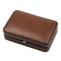 Smoking Set/Cigar Humidors Can Hold 4 Cigars with Cigar Cut Cedar Wood Lined Leather Cigarette Case Travel Portable Men's Gift Box Brown Gift Box Packaging Mute