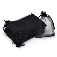 Dealglad 50pcs Drawstring Organza Jewelry Candy Pouch Christmas Wedding Party Favor Gift Bags (3.5x4.5", Black)