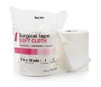 Medical Tapes. Case of 12 Surgical Tapes 3" x 10 yds. Non-sterile Soft Cloth Surgical Tapes for dressings and Medical Devices. High Adhesion. Hypoallergenic, Latex-Free. Bidirectional Tear.