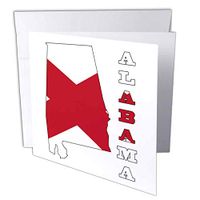 3dRose Alabama state flag in the outline map and Letters of Alabama - Greeting Cards, 6 x 6 inches, set of 12 (gc_58721_2)