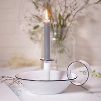 Irvin's Country Tinware Spongecake Candle Holder in White