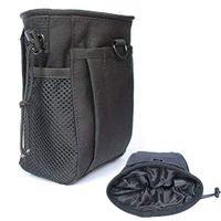 CREATRILL Tactical Molle Drawstring Magazine Dump Pouch, Military Adjustable Belt Utility Fanny Hip Holster Bag Outdoor Ammo Pouch (Black)