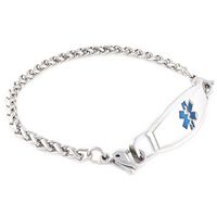 Adults Steel Medical Alert ID Bracelet - Custom Engraving Included - Choose Size & Color - Wheat