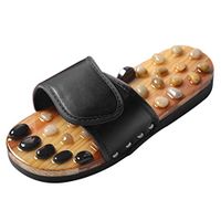 Jiyaru Massage Slippers Foot Massager Shoes Natural Cobblestone Stones Relax Sandals Black Men Asian 42