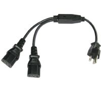 Conntek 05215 Y-Cable 6 inch + 8-Inch 1 to 2 Outlet Y Power Equalizer 5-15P to 2 C13 Computer/Monitor/Projector Power Cord
