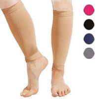 Calf Compression Sleeve for Men and Women - 1-Pair, 23-32 mmHg - Footless Socks for Shin Splint and Leg Cramps Pain Relief, Running, Sports, Travel - Nude, Medium