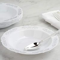 Efavormart 10 Pack | 12 oz Silver Embossed Round Disposable Soup Bowl With Scalloped Edges for Catered Events Weddings Parties