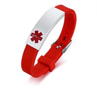 PJ Unisex Personalized Silicone and Stainless Steel Medical Alert Identification Bracelets,Adjustable