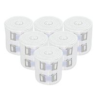 GT USA Organic Cotton Soft Woven White (2" Wide, 6 Pack) | Cotton Elastic Bandage Wrap | Latex Free | Metal Clip Fasteners | Hypoallergenic Compression Roll |for Sprains & Injuries