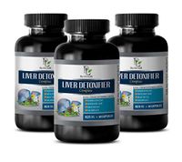 Liver Function Supplements - Liver DETOXIFIER Complex 825MG - Extra Strength Formula - lipase Digestive enzymes - 3 Bottles 180 Capsules