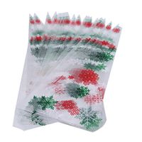 MOONQING 50Pcs Cone Cellophane Bags Christmas Snowflake Clear Triangle Treat DIY Gift Bags for Candies Sweets Cookies Snack
