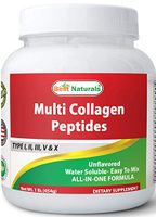 Best Naturals Multiple Collagen Peptides Protein Type I, II III, V & X Collagen unflavored 1 Pound - Grass Fed & Pasture Raised - Water Soluble - Easy to Mix