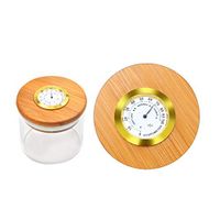 Autloops Glass Stash Jar with Hygrometer-Bamboo Cover Tightly Sealed Moisturizing Jar