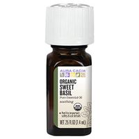 Aura Cacia Certified Organic Pure Basil, Sweet Essential Oil | 0.25 fl. oz. | Ocimum basilicum