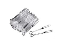 VNDEFUL 1Pack(100pcs) Disposable Plastic Fruit Forks Cocktail Sticks Party Supplies Plates Picks Cake Forks Dessert Forks