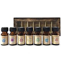Chakra & Luck Therapeutic-Grade Aromatherapy Chakra Fragrance Oil - Set of 7 Chakras from Crown to Root - (7 x 10ml) Variety Gift Pack with Wood Box