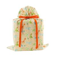 Baby Dinosaurs Reusable Fabric Gift Bag for Baby Shower or Child’s Birthday (Pale Peach, Large 20 Inches Wide by 27 Inches High)