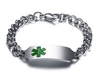 PJ Jewelry Free Engraving Men's Stainless Steel ID Tag Medical Alert Link Chain Identification Bracelet,8.2"