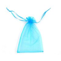 ATCG 100pcs 2x2.7 Inches Mini Organza Bags with Drawstring for Rings, Little Earrings, Jewelry Pieces, Wedding Favors Party Fovours Small Organza Pouches (Aqua Blue)