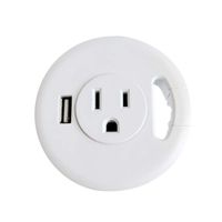 Power Desk Grommet, Recessed Outlet for Computer Desk, Extension Cord or Power Strip for USB Charging Station, Power Station for Desktop Computer, USB Charging Hub with Cable Management (White)