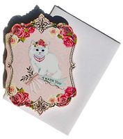 Punch Studio Rose Kitten Small Die-Cut Embellished Ephemera Thank You Note Cards 65272, 6 ct