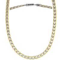 MagnetRX® Titanium Magnetic Therapy Necklace - Natural Pain Relief for Neck Arthritis, Back, Shoulder Pain, Headache and Migraine Relief Magnetic Necklace (Silver & Gold, 21.5 Inches)