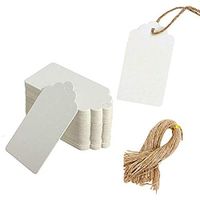 Mr-Label Kraft Paper Gift Tags - Rectangle Craft Hang Tags– for Wedding | Name Card| Bookmarks - with Free Jute Twine String - 100pcs (White)